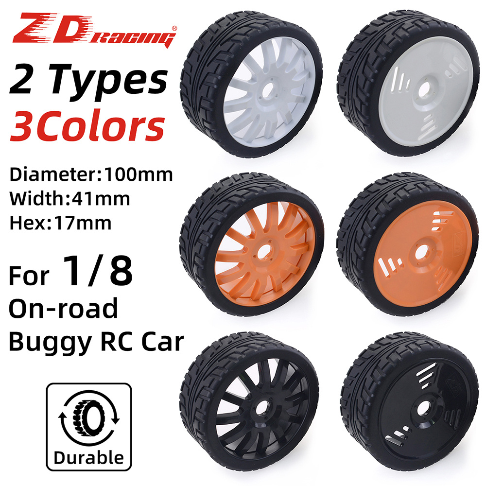 ZD Racing 1/8 On-Road Velgen & Banden Set MT-8 – 12-Spaaks Design verkrijgbaar in wit, oranje en zwart (2pcs)