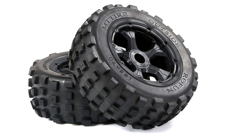 RovanLosi LT 4th gen. wasteland tires 185*70 (black frame) / Knobby tires black rims and with several colors beadlocks