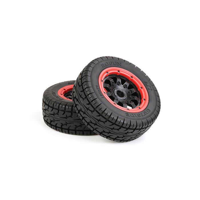 RovanLosi AT (All Terrain) Tire Set (2 Pieces) with Beadlock Wheels for Rovan LT, Losi 5ive-T, V5 and 5S Models 190x70