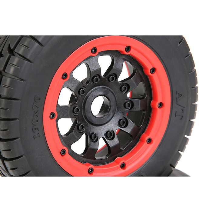 RovanLosi AT (All Terrain) Tire Set (2 Pieces) with Beadlock Wheels for Rovan LT, Losi 5ive-T, V5 and 5S Models 190x70