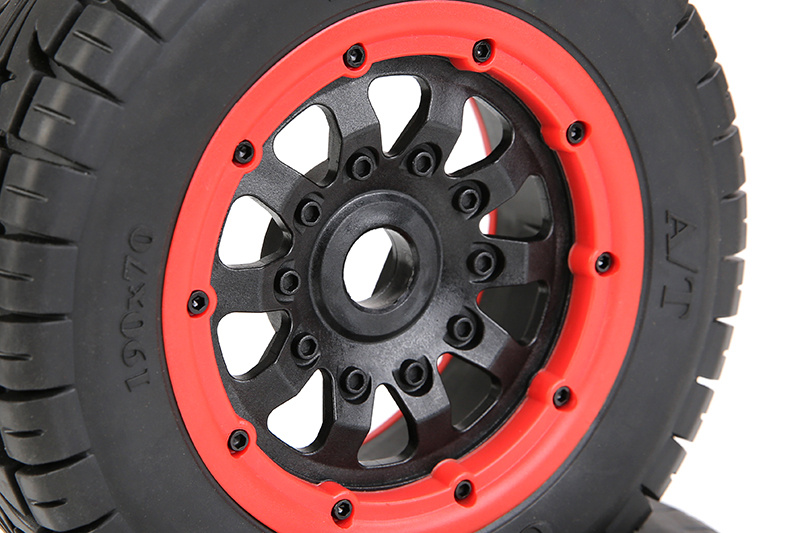 RovanLosi AT (All Terrain) Reifensatz (2 Stück) mit Beadlock-Felgen für Rovan LT, Losi 5ive-T, V5 und 5S Modelle 190x70