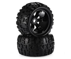 ZD Racing MT-8 Pre-Glued Monster Truck Tires & Wheels – Black – 2pcs