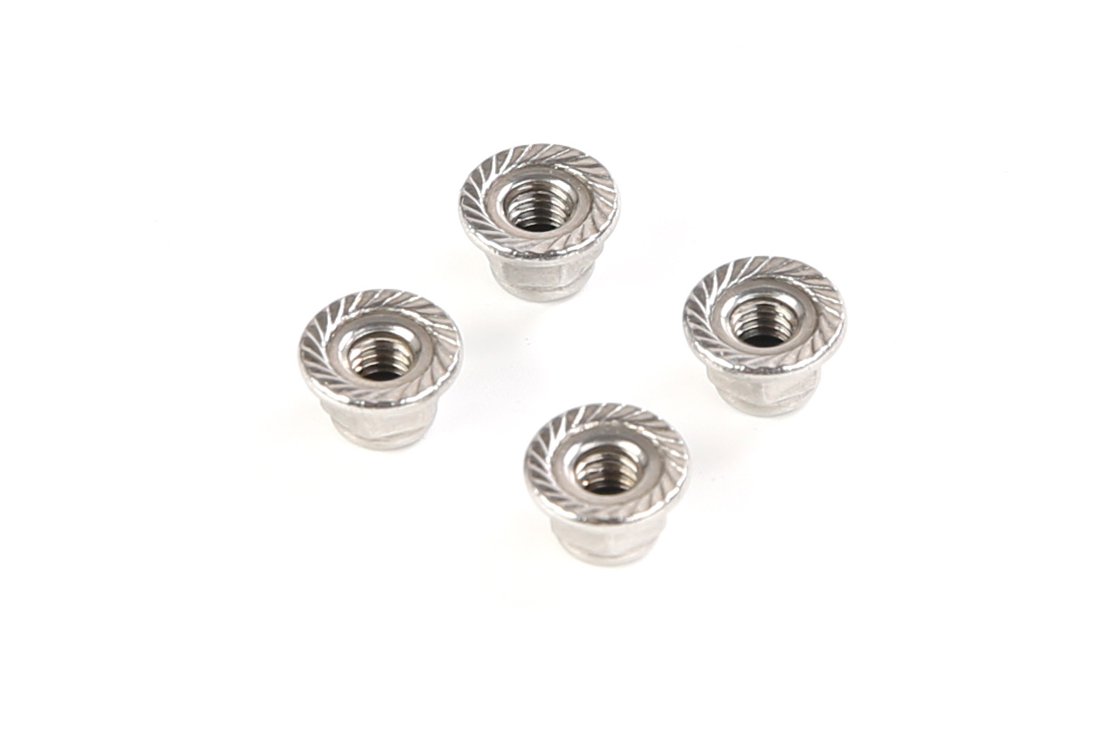 Rofun 68301 Rovan BAHA 10B Stainless steel M4 flange anti-loosening nut (ribbed) – Original replacement part – 4 pcs