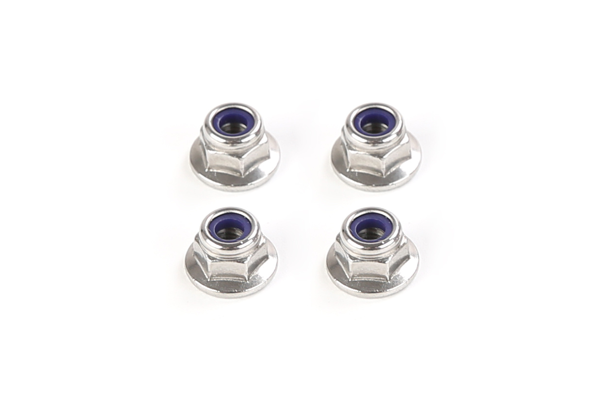 Rofun 68301 Rovan BAHA 10B Stainless steel M4 flange anti-loosening nut (ribbed) – Original replacement part – 4 pcs
