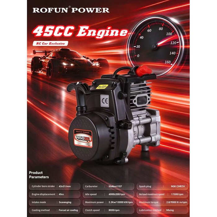 RovanSports 45cc double ring four-pointed fixed easy start engine (Walbro1107 carb., NGK spark plug)