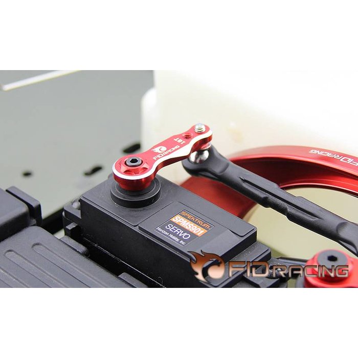 FIDRacing CNC Alu Steering servo arm 18T. in silver or red /  CNC Alu stuurservo-arm 18tands