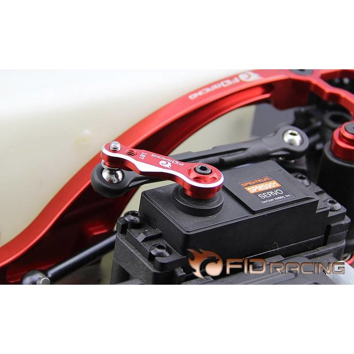 FIDRacing CNC Alu Steering servo arm 18T. in silver or red /  CNC Alu stuurservo-arm 18tands