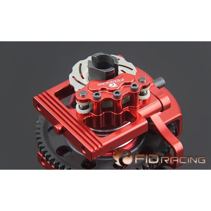 FIDRacing Centre Diff Bracket Adjustable Calipers Version (silver and red)
