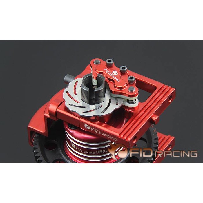 FIDRacing Centre Diff Bracket Adjustable Calipers Version (silver and red)