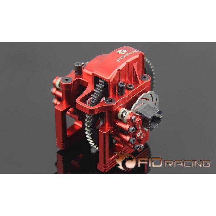 FIDRacing Centre Diff Bracket Adjustable Calipers Version (silver and red)