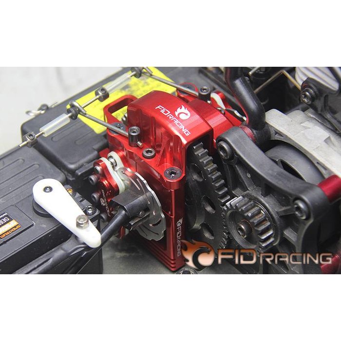 FIDRacing Centre Diff Bracket Adjustable Calipers Version (silver and red)
