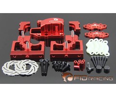 FIDRacing Centre Diff Bracket Adjustable Calipers Version (silver and red)
