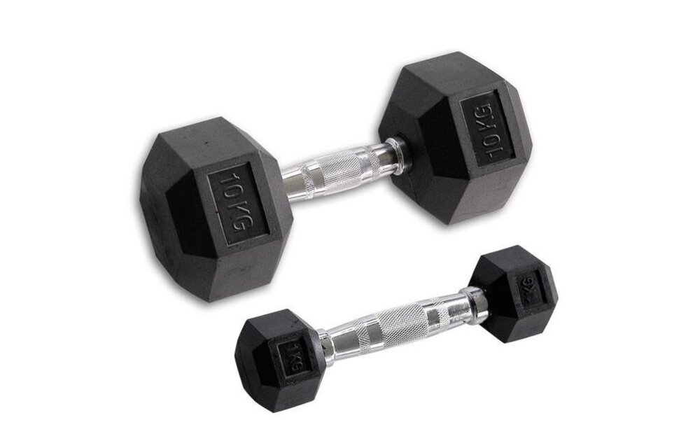 Body-Solid Hexa Rubber Dumbbell Set 1 -10 kg + opbergrek