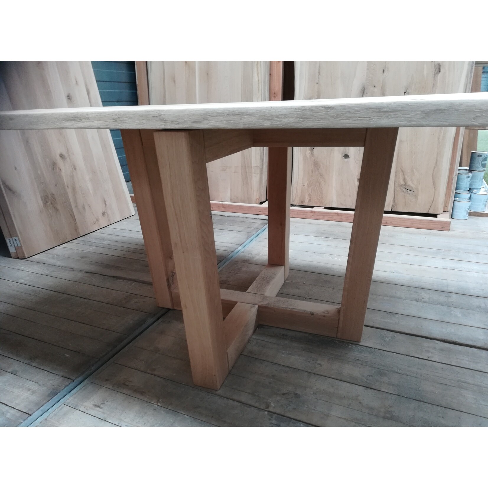 Eiken tafelpoot dubbel-kruis