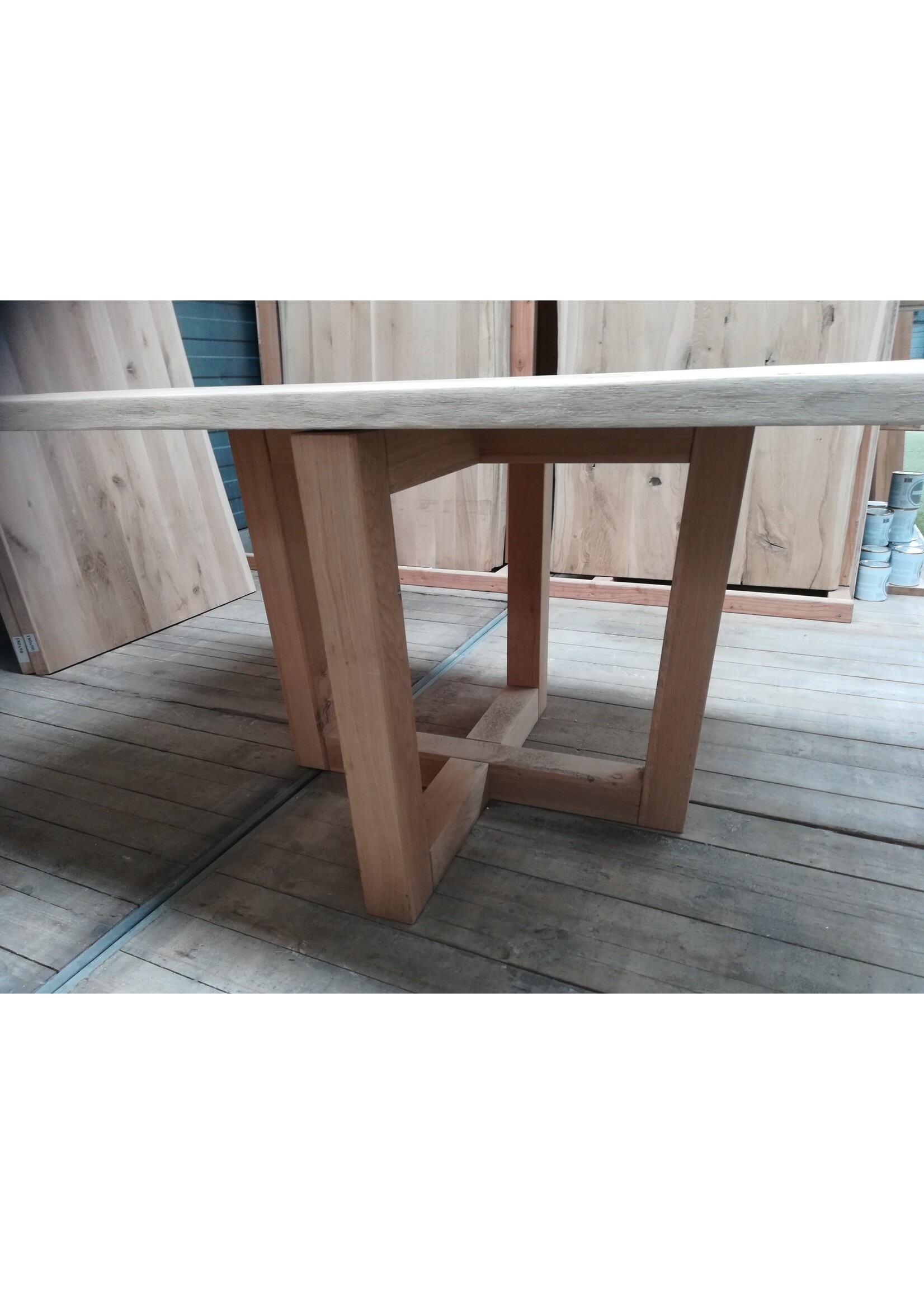 Eiken tafelpoot dubbel-kruis