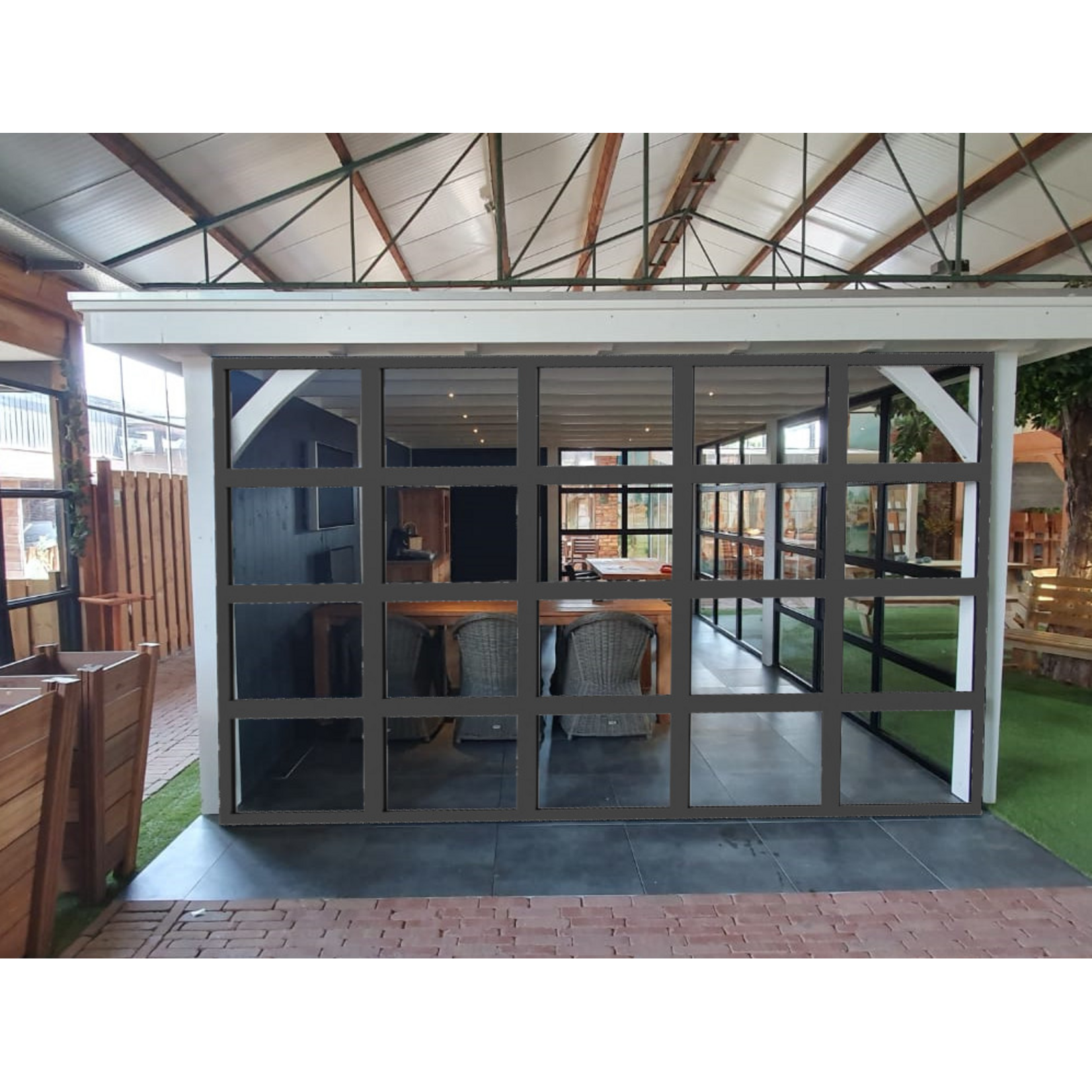 Stalen glaswand 224x371cm