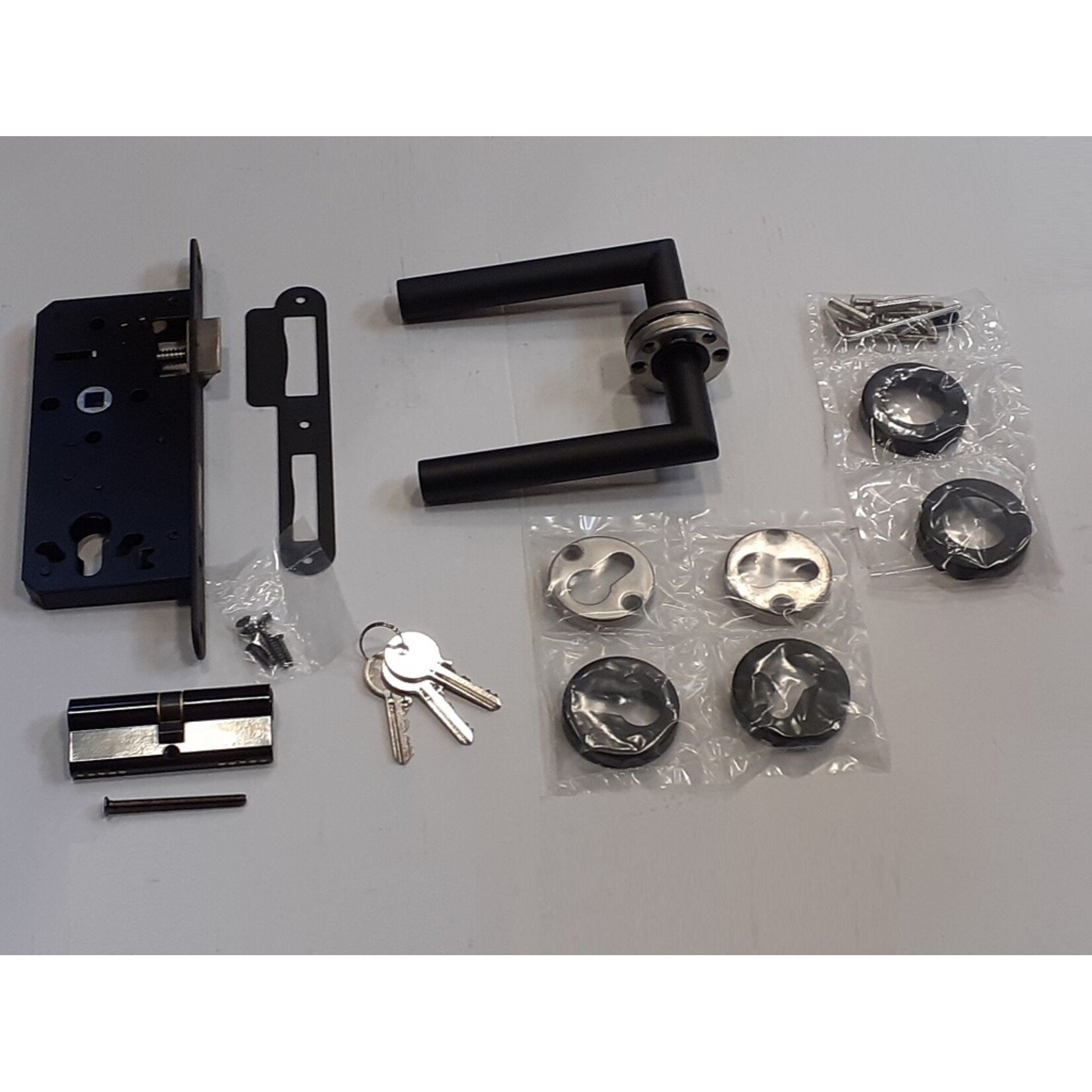 Slotset RVS 72x165mm met rozet rechte kruk