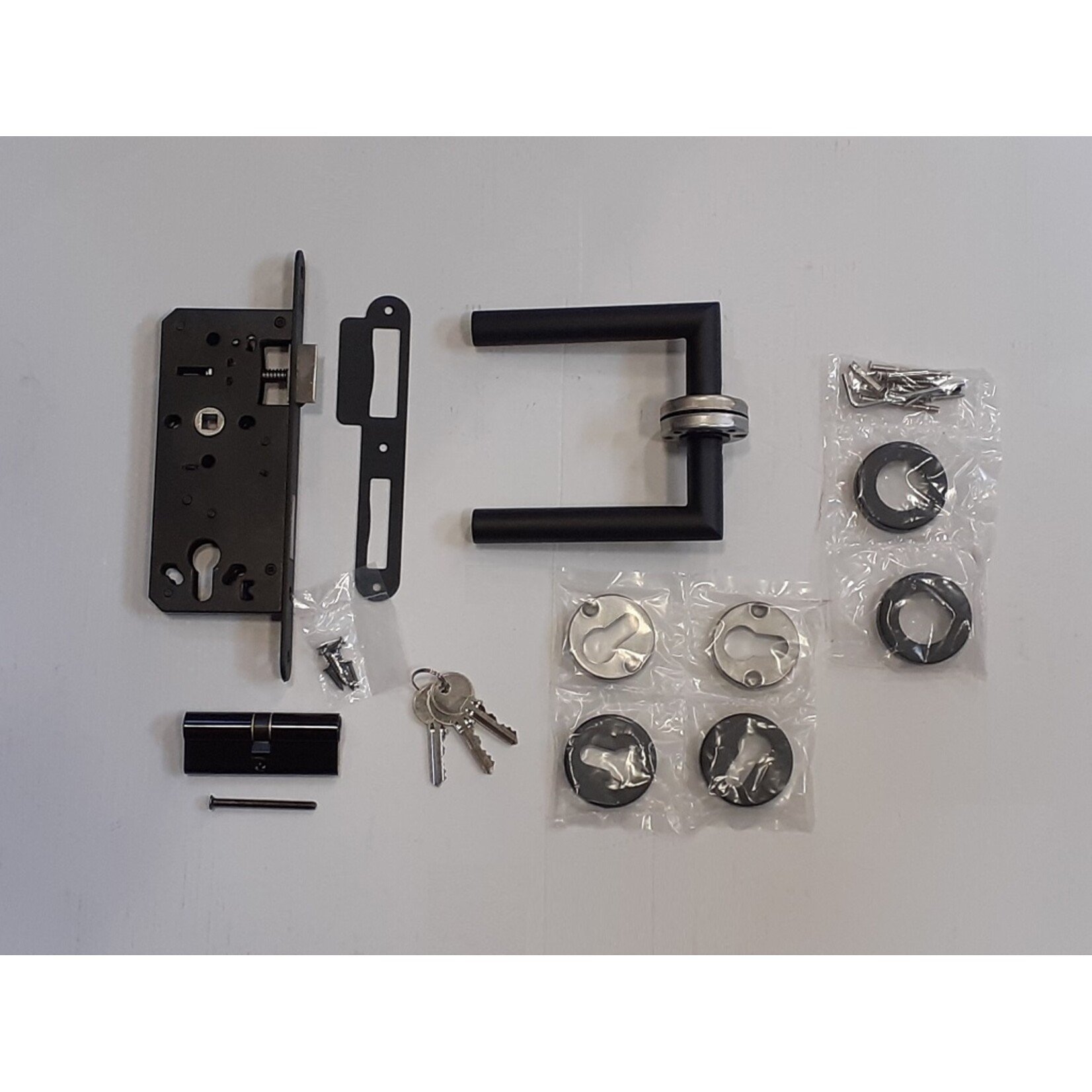 Slotset RVS 72x165mm met rozet rechte kruk