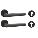 Deurkruk RVS met rozetten Zwart