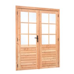Douglas dubbele stapeldorpeldeur met glas 185x205cm compleet - Linksdraaiend