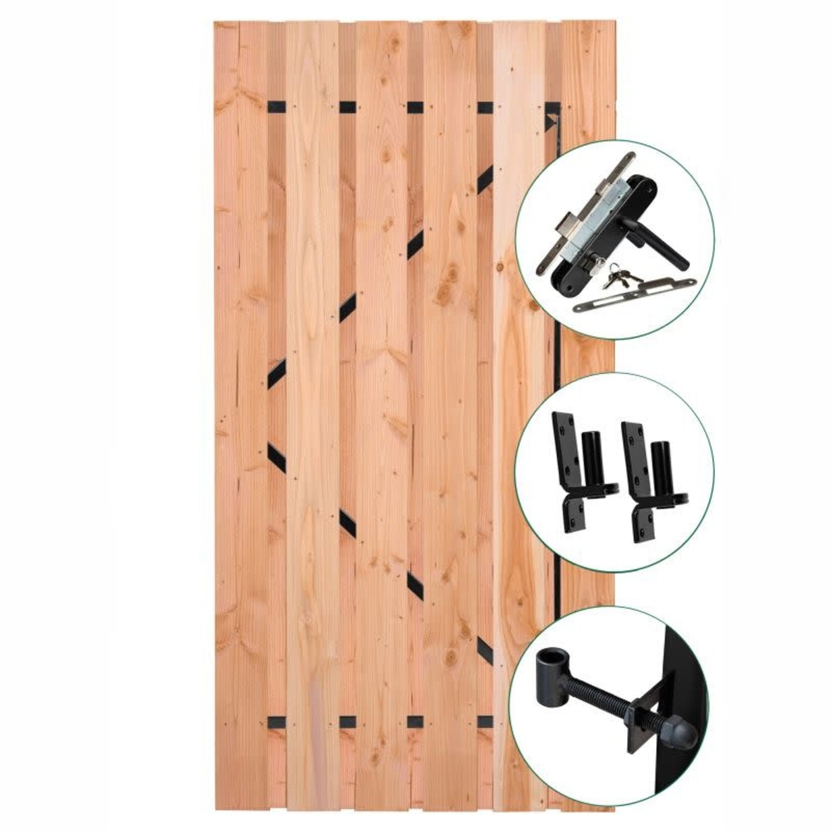 Tuinpoort Douglas 100x195cm zwart frame - compleet