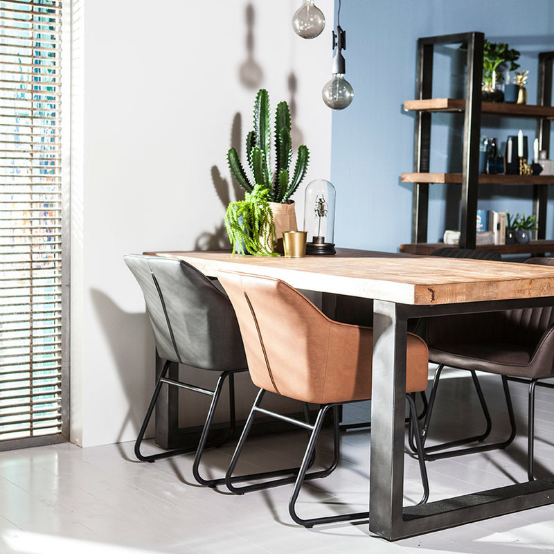 Eleonora Esstisch Mango massive mit Metall Fuß 200x100 - schwarz