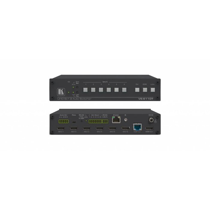 Kramer KRAMER - VS-611DT 6x1:2 4K60 4:2:0 HDMI Auto Switcher and PoE Provider over HDBaseT