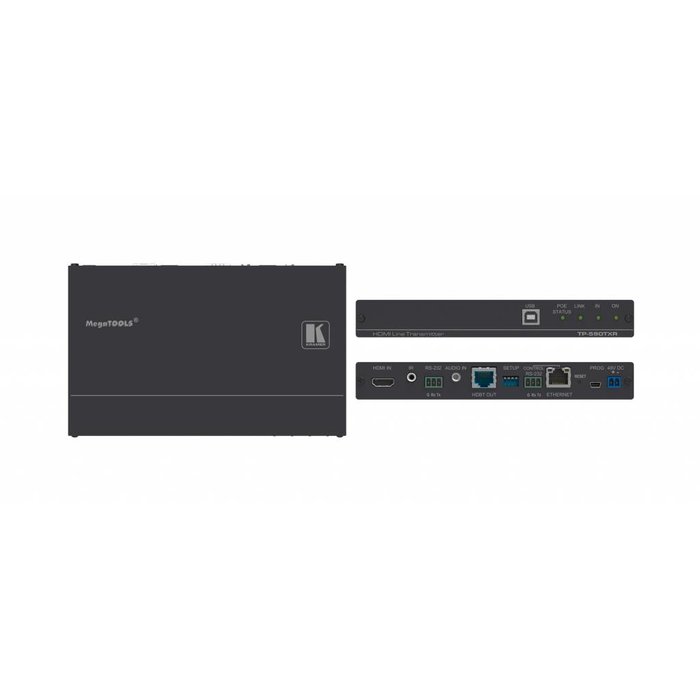 Kramer KRAMER - TP-590TXR 4K60 4:2:0 HDMI PoE Transmitter with USB, Ethernet, RS–232, IR & Stereo Audio Extraction over Extended–Reach HDBaseT 2.0
