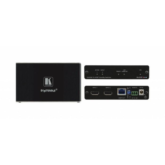 Kramer KRAMER - VS-21DT 2x1 4K60 4:2:0 HDCP 2.2 HDMI Auto Switcher over HDBaseT