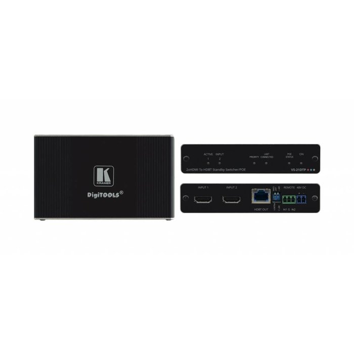 Kramer Kramer - VS-21DTP 2x1 4K60 4:2:0 HDCP 2.2 HDMI Auto Switcher with Bidirectional PoE over HDBaseT