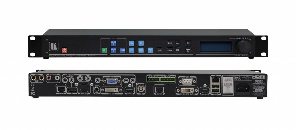 Kramer KRAMER - VP-796A HQUltra 4K60 4:2:0/HDBaseT & Legacy Presentation Switcher/Scaler with Ultra–Fast Input Switching & Analog Audio
