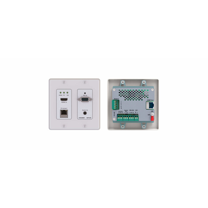 Kramer KRAMER - WP-20 4K60 4:2:0 HDMI & VGA Wall–Plate Auto Switcher and PoE Acceptor over HDBaseT with Maestro Room Automation