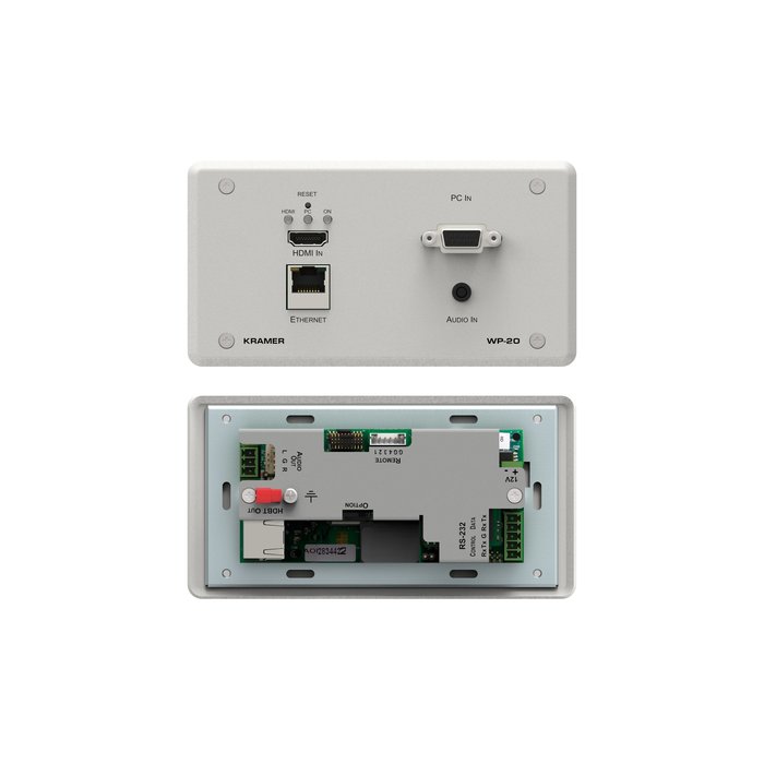 Kramer KRAMER - WP-20 4K60 4:2:0 HDMI & VGA Wall–Plate Auto Switcher and PoE Acceptor over HDBaseT with Maestro Room Automation