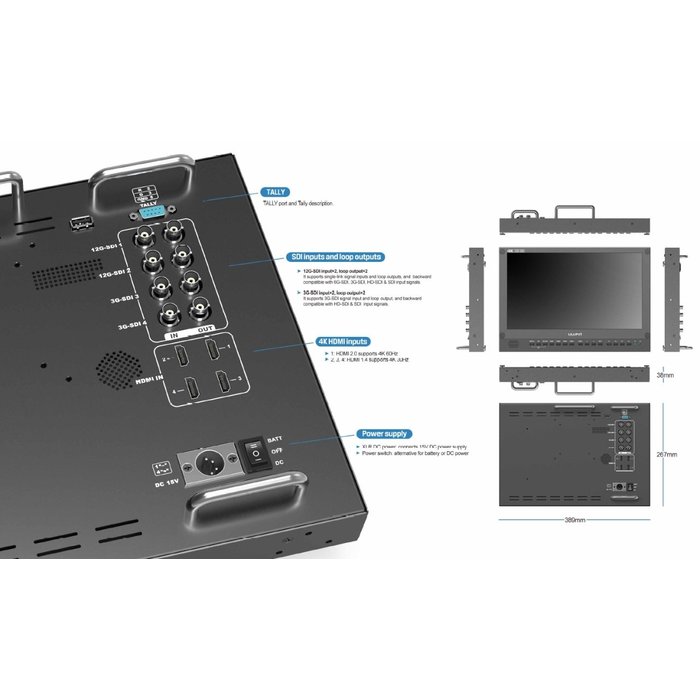 Liliput Lilliput BM150-12G - 15.6 inch 12G-SDI 4K monitor