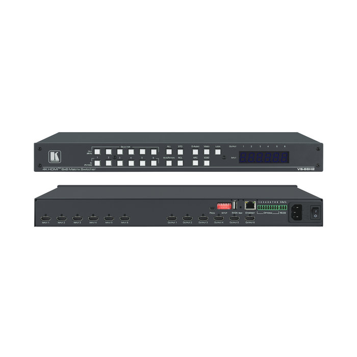 Kramer VS-66H2 6x6 4K HDR HDCP 2.2 Matrix Switcher with Digital Audio Routing