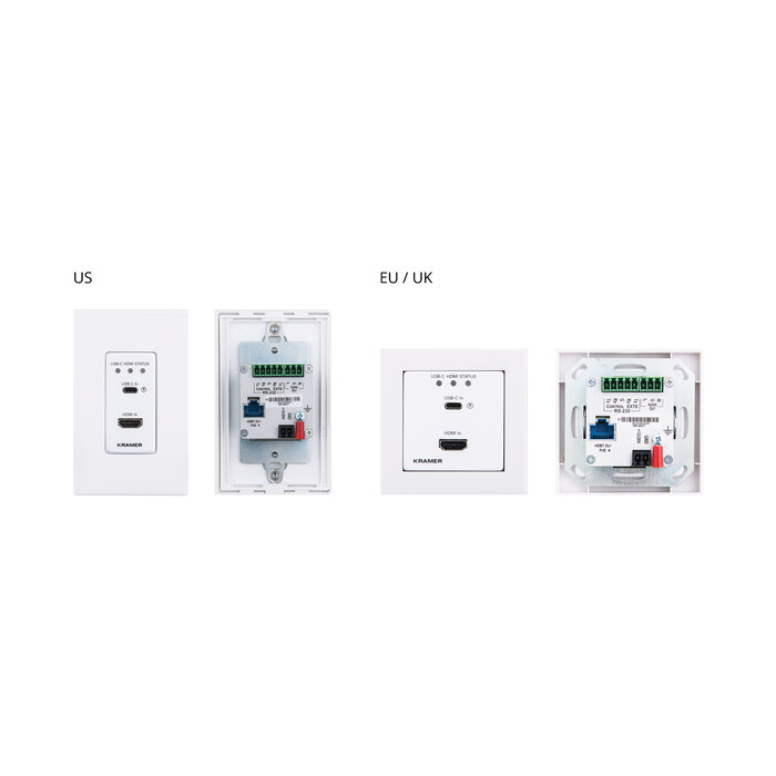Kramer WP-20CT - 4K60 4:2:0 HDMI & USB–C Wall–Plate Auto Switcher/Transmitter over Long–Reach HDBaseT