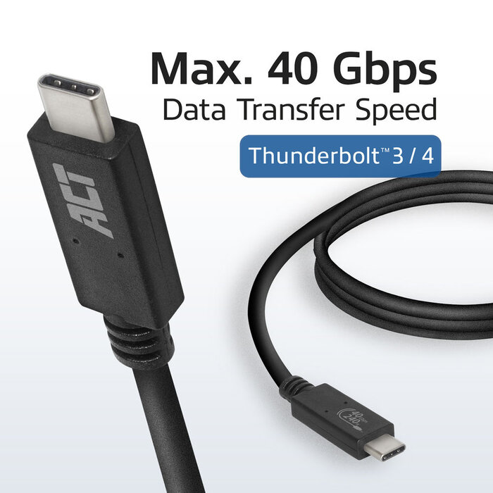 ACT USB-C / Thunderbolt 3/4 kabel 40Gb/s 240W 80 cm