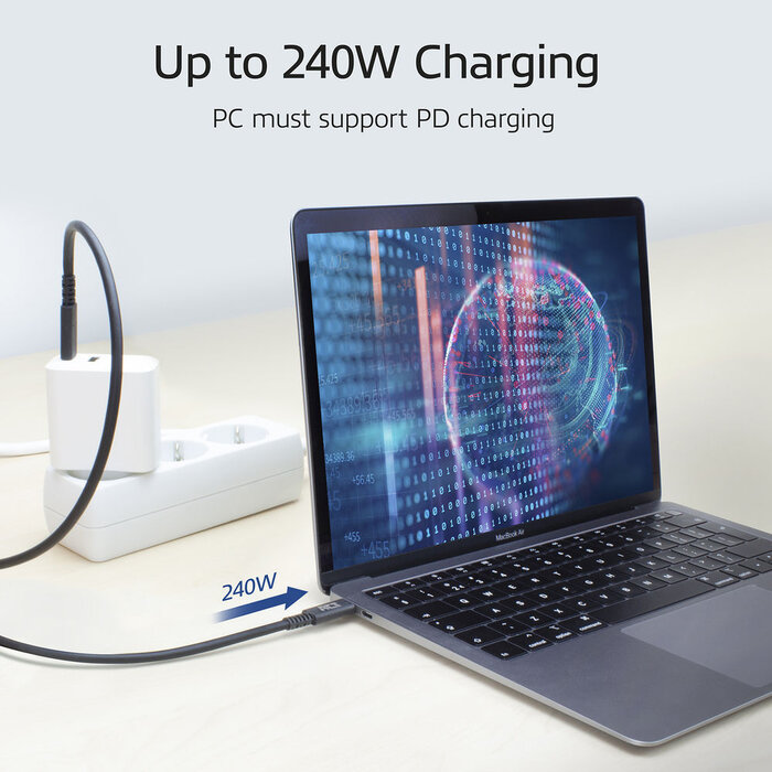 ACT USB-C / Thunderbolt 3/4 kabel 40Gb/s 240W 80 cm