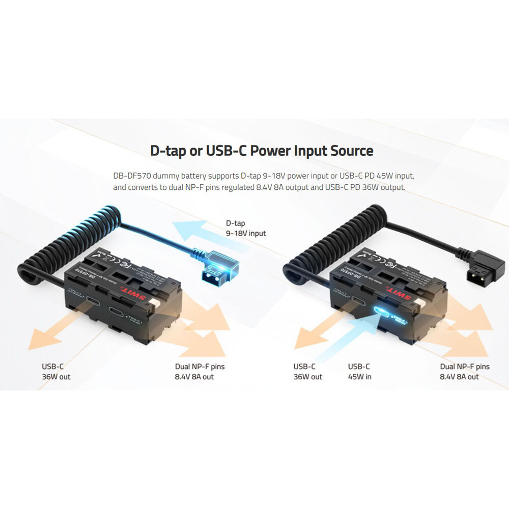 Swit Swit DB-DF570 Dual Side NP-F Dummy Accu met USB-C