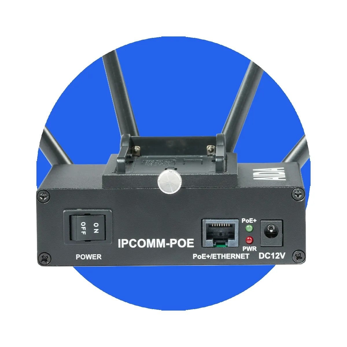 AIDA Aida IPCOMM-POE - Draadloze Video- en Bedieningszender met PoE+ en NP-F Accu-aansluiting