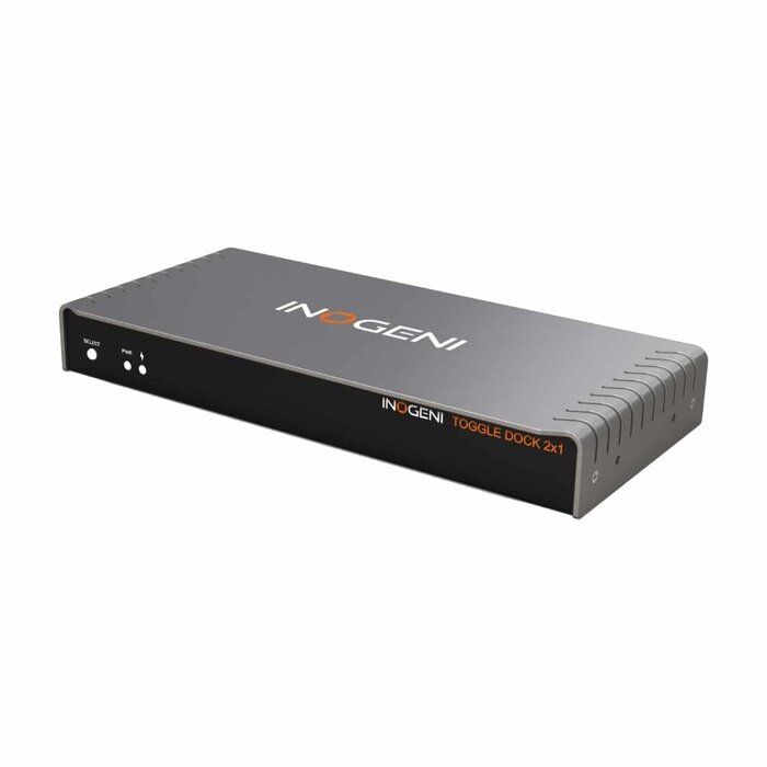 INOGENI Inogeni TOGGLE DOCK 2×1 - BYOM Switcher and Dock / 2 Laptops / 4K60 / 100W USB-C