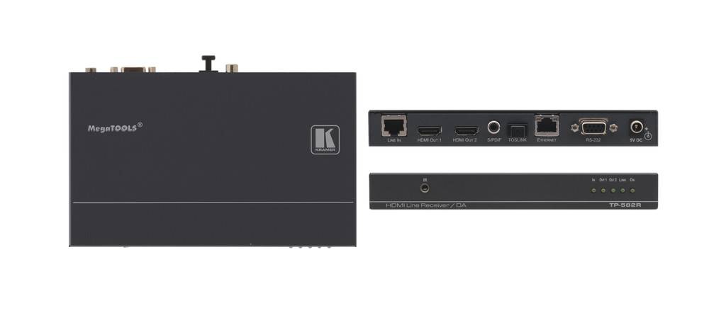 Kramer Kramer TP-582R 1:2 HDMI Plus Bidirectional RS−232, Ethernet & IR over HDBaseT Twisted Pair Receiver