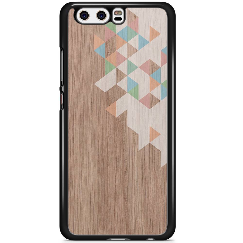 Huawei P10 hoesje Geo blocks on wood