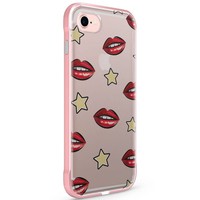 Casimoda iPhone 7 rosegold transparant hoesje - Lips & stars