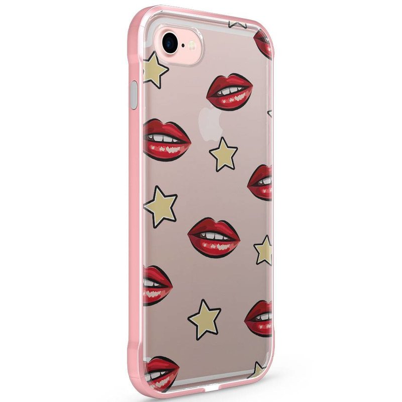 iPhone 7 rosegold transparant hoesje - Lips & stars