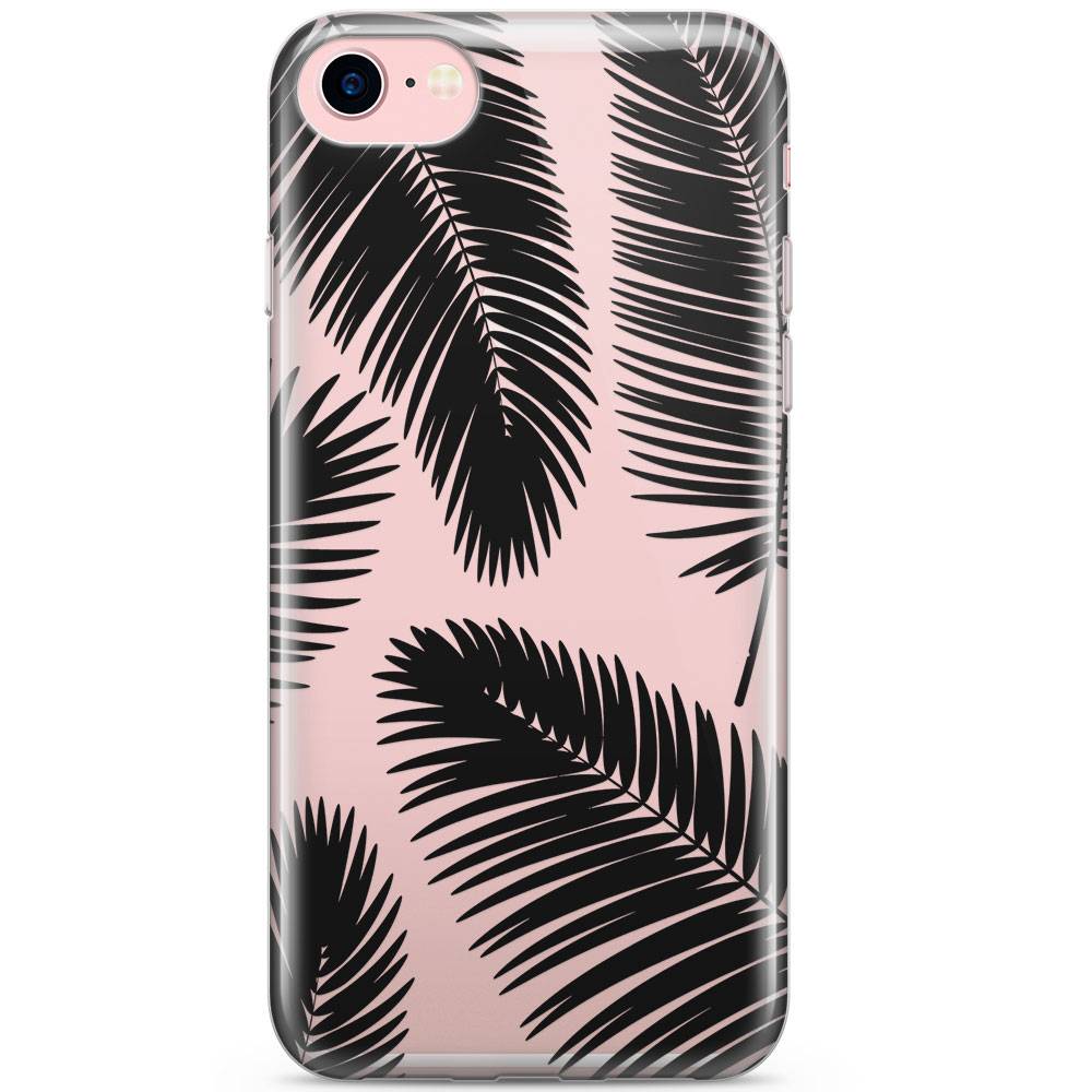 iPhone 8 / 7 transparant hoesje - Palm leaves silhouette