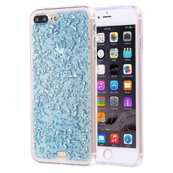 iPhone 7 Plus / iPhone 8 Plus siliconen hoesje - Blauwe blaadjes