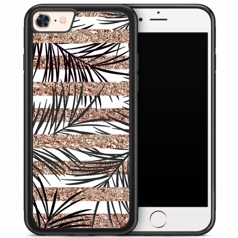 Casimoda iPhone 8/7 hoesje - Rose gold leaves