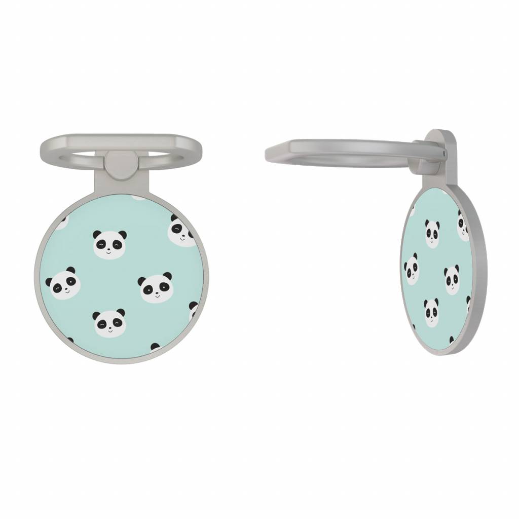 Zilveren telefoon ring houder Panda print