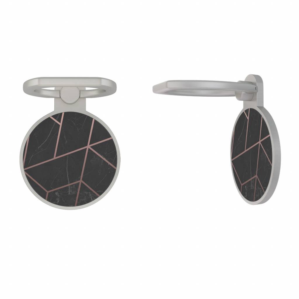 Zilveren telefoon ring houder Marble grid